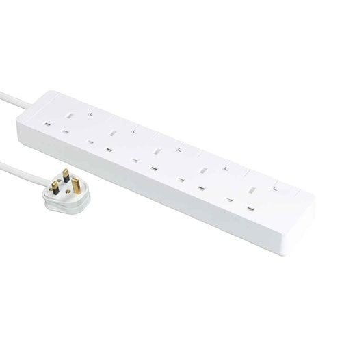 13A 五位獨立開關安全拖板連LED指示燈 (白色) (連3米線)