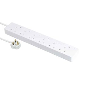 13A 六位獨立開關安全拖板連LED指示燈 (白色) (連3米線)