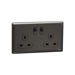 UNICA X 13A 兩位連保護門有掣插座 (石墨灰)