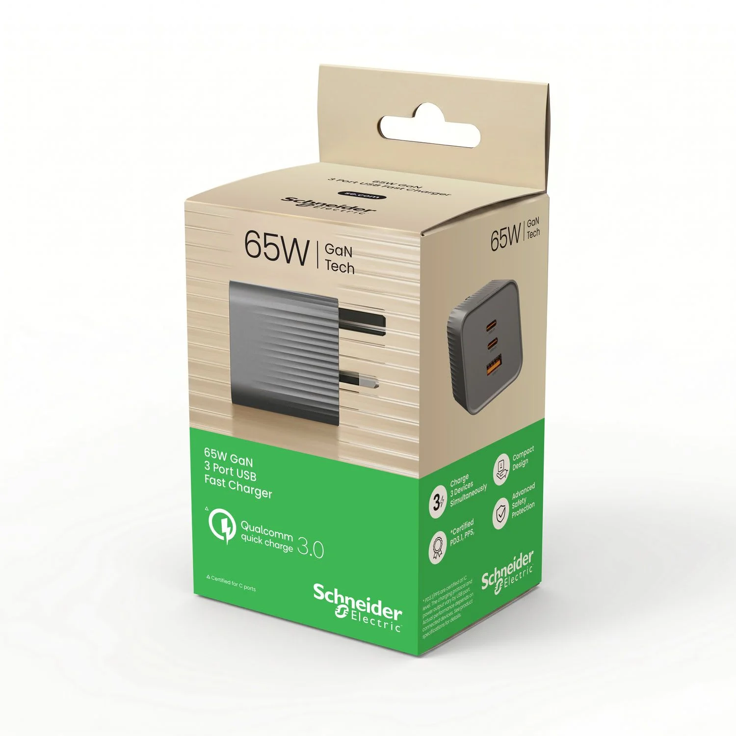 65W GaN 三連接埠 2C+1A USB快速充電器(星隕灰) (TSB652C1A_CG)#USB插蘇 #USB插座 #USB插頭:圖片 10